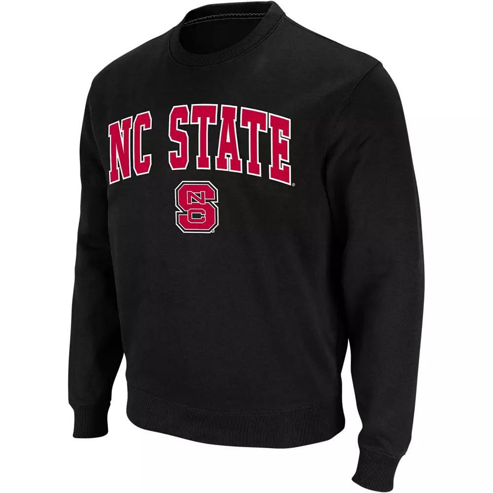 Men's Colosseum Black NC State Wolfpack Arch & Logo Crew Neck Sweatshirt, Size: Medium, Nst Black Product Image