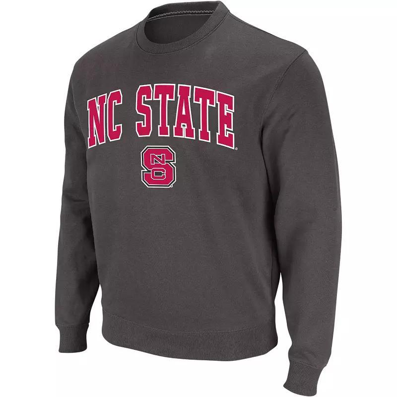 Men's Colosseum Charcoal NC State Wolfpack Arch & Logo Crew Neck Sweatshirt, Size: 2XL, Nst Charco Product Image