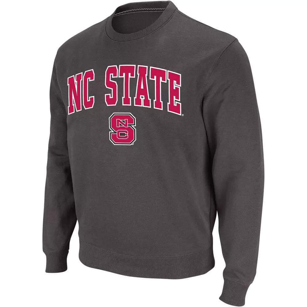 Men's Colosseum Charcoal NC State Wolfpack Arch & Logo Crew Neck Sweatshirt, Size: 2XL, Nst Charco Product Image