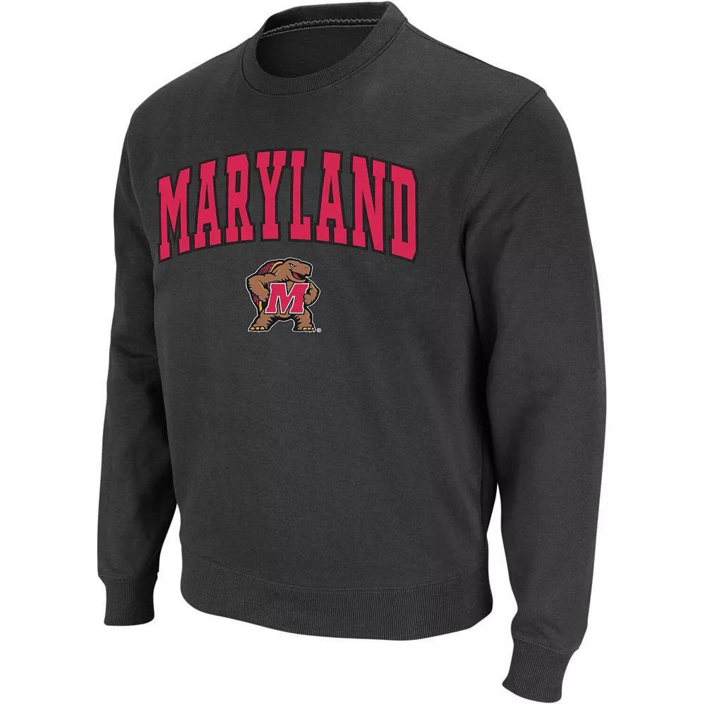 Men's Colosseum Charcoal Maryland Terrapins Arch & Logo Crew Neck Sweatshirt, Size: Small Product Image