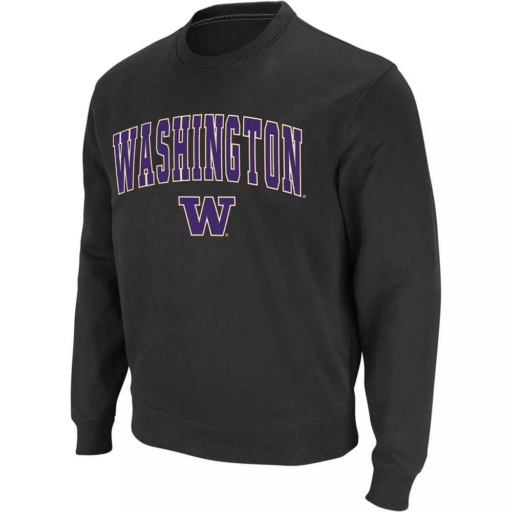 Men's Colosseum Charcoal Washington Huskies Arch & Logo Crew Neck Sweatshirt, Size: XL Product Image