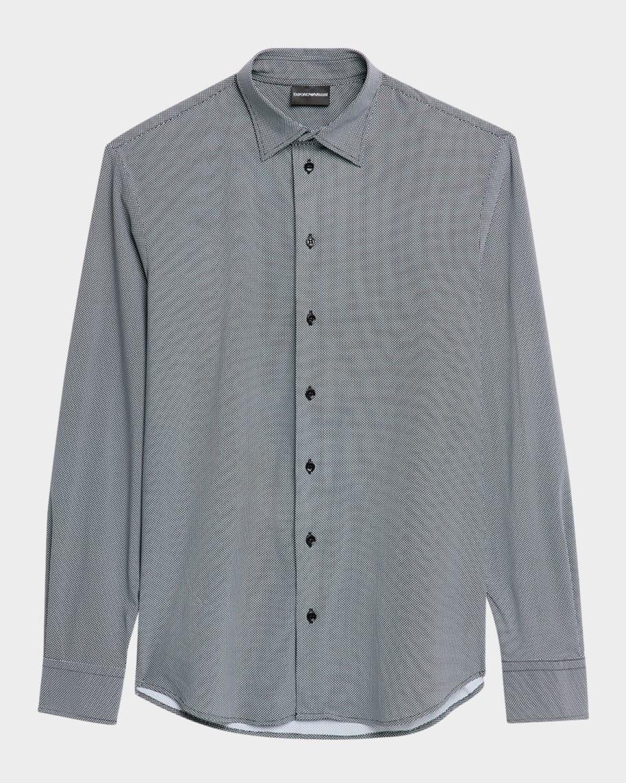 Mens Micro-Printed Jersey Button-Front Shirt Product Image