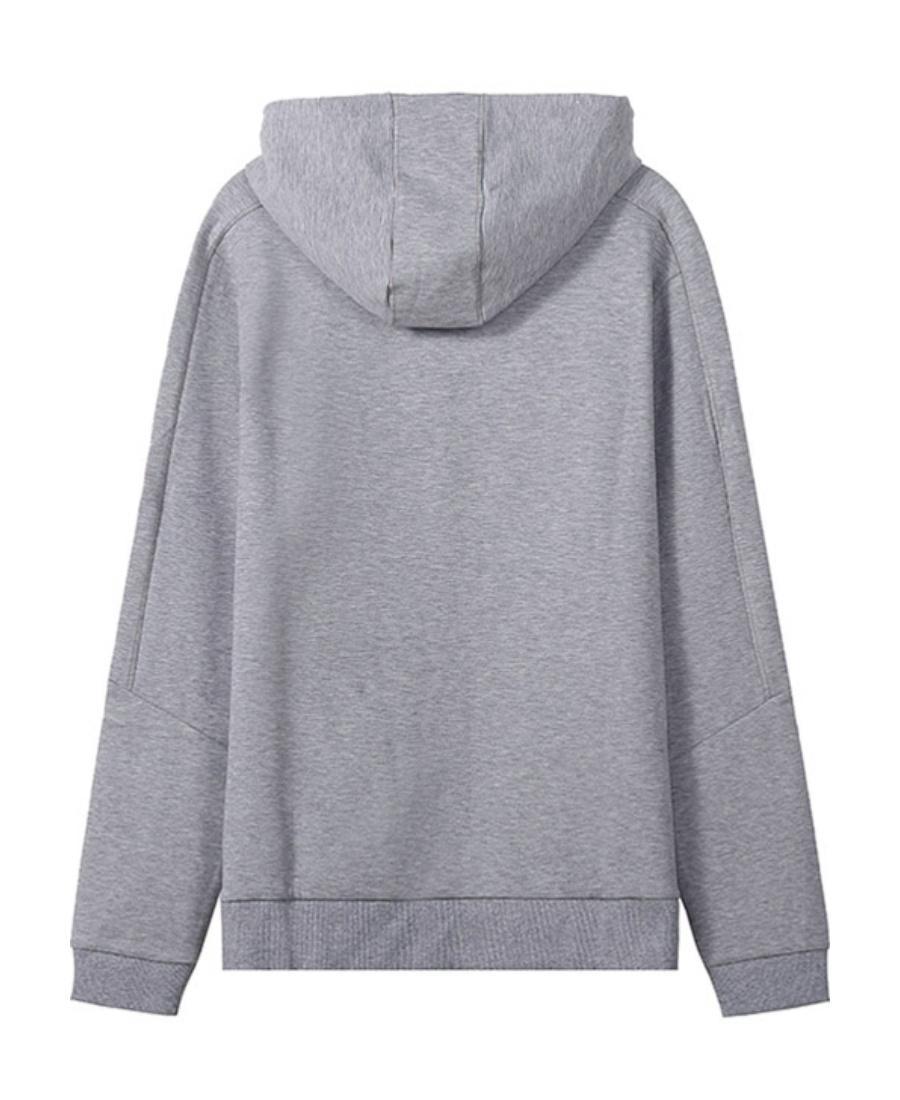 HUGO BOSS Curved Logo-embroidered Drawstring Hoodie In Gray Product Image