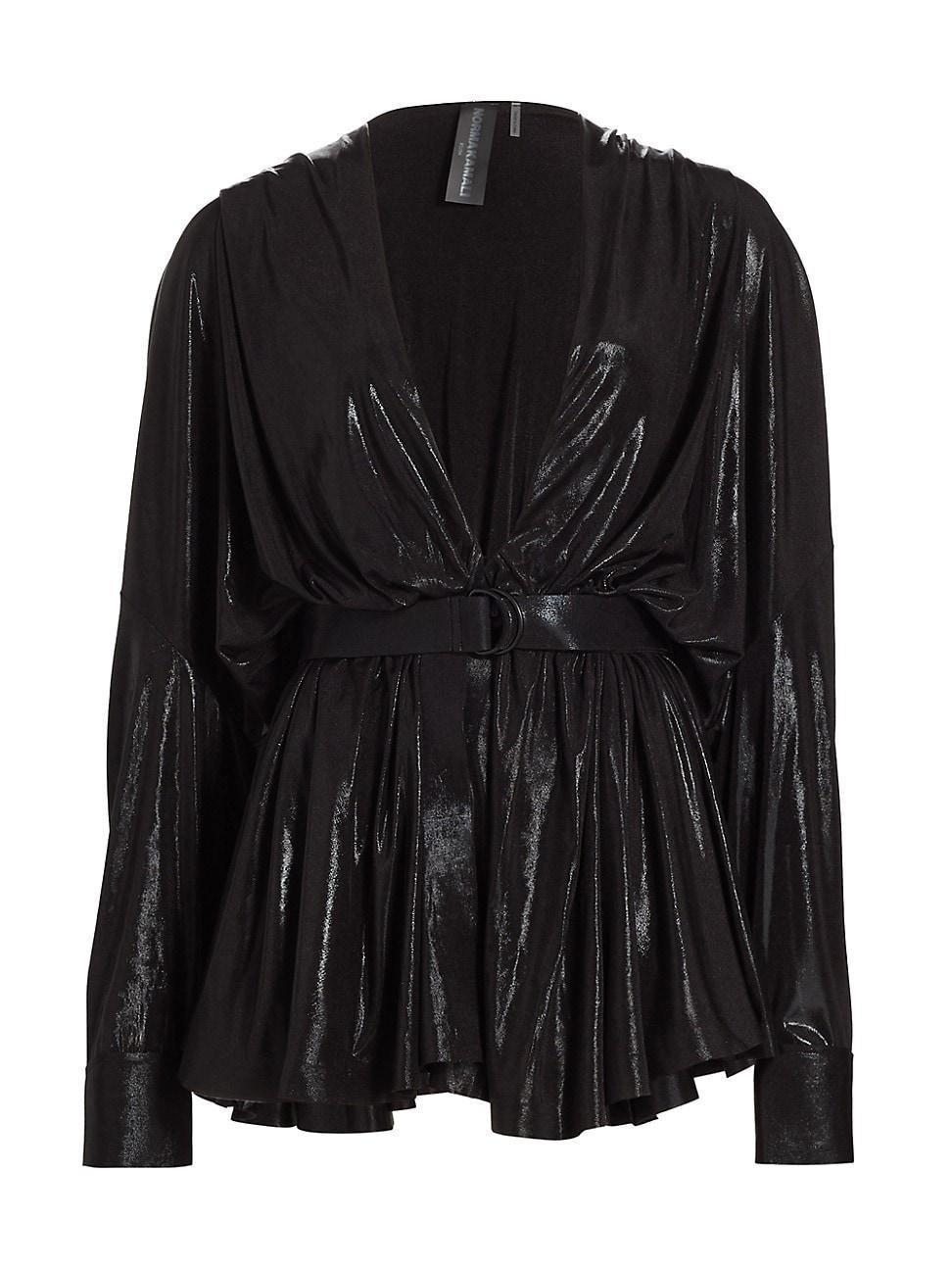 Womens Draped Plunge Coated Minidress Product Image