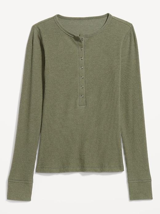 Ribbed Henley Top Product Image