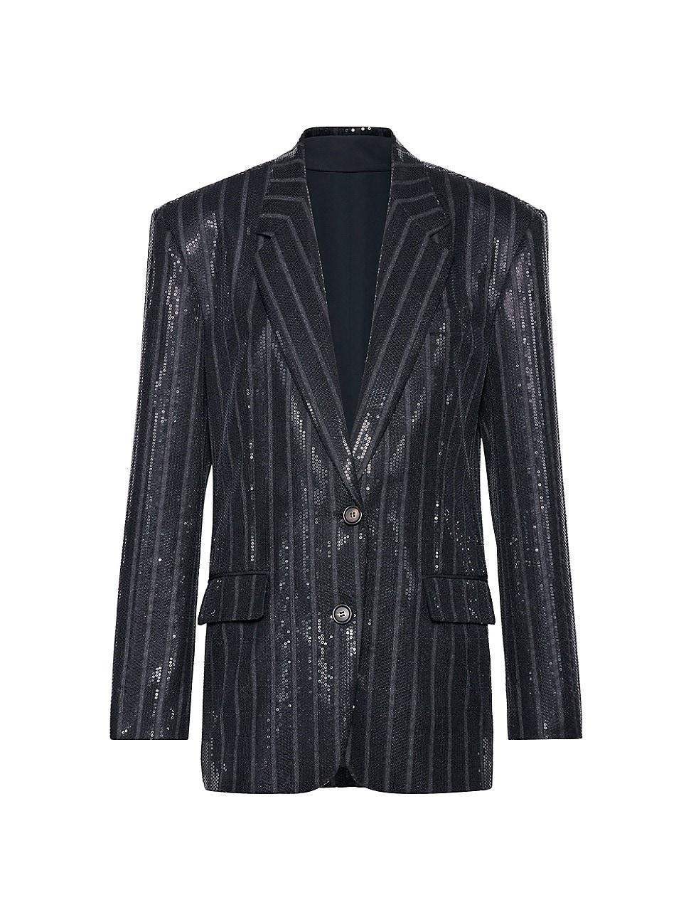 Womens Comfort Virgin Wool Chalk Stripe Blazer Product Image