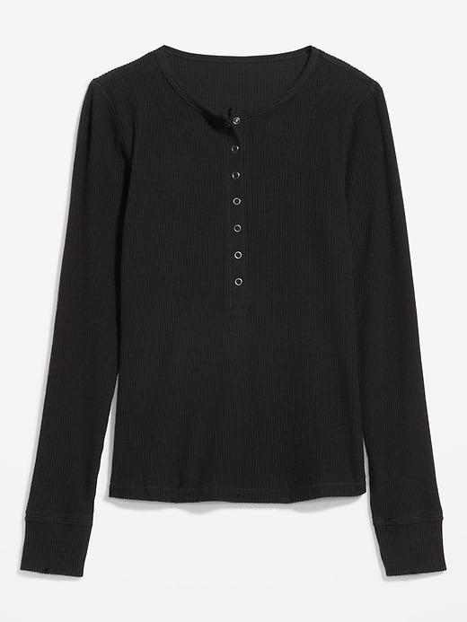 Ribbed Henley Top Product Image