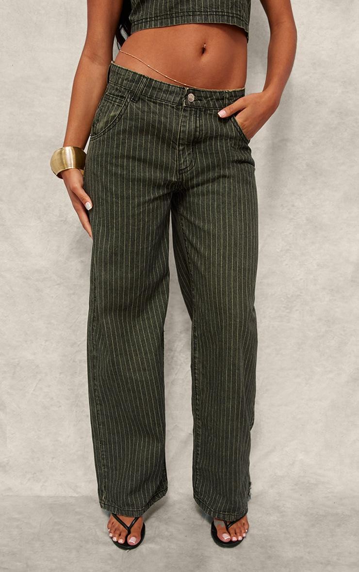 Grey Vintage Tint Pinstripe Baggy Jeans Product Image