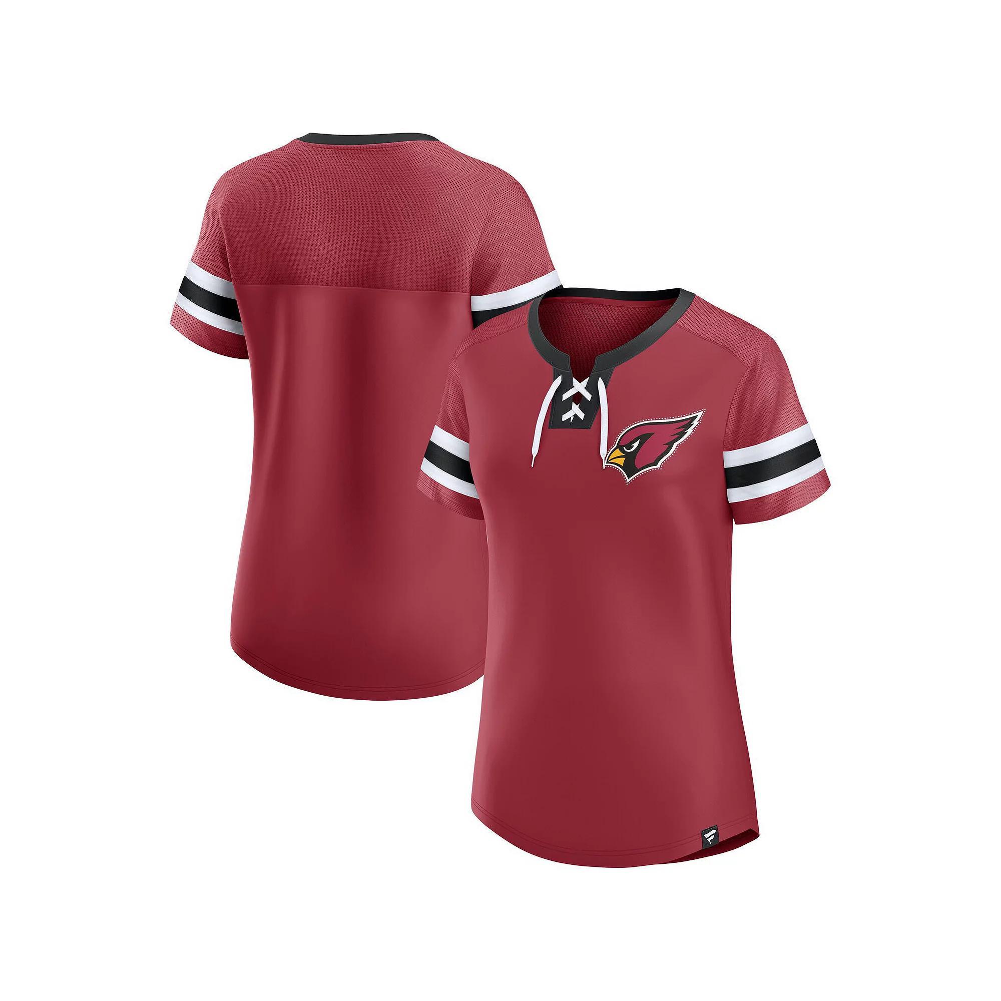 Women's Fanatics  Garnet Arizona Cardinals Lace-Up Bling T-Shirt, Size: 2XL, Red Product Image
