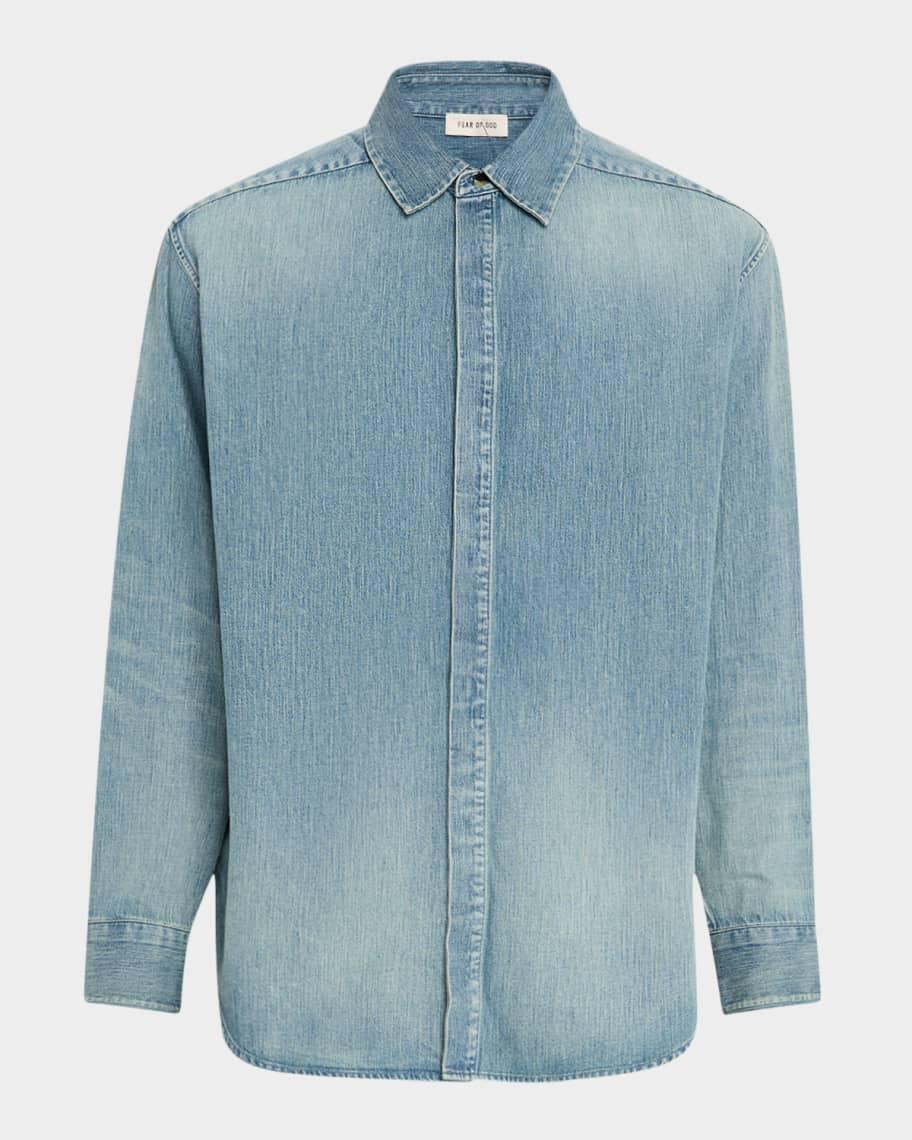 Mens Denim Button-Down Shirt Product Image