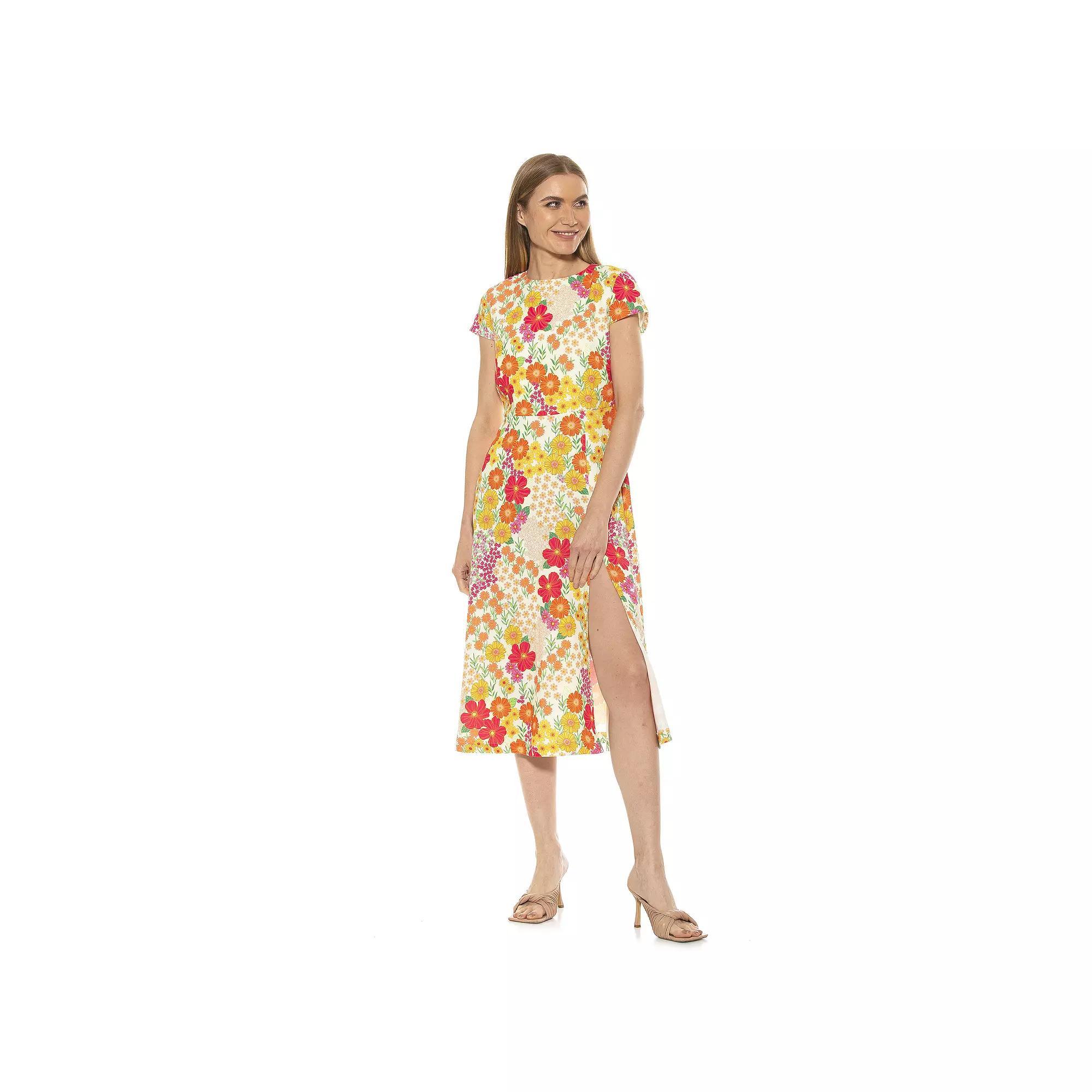 Women's ALEXIA ADMOR Lily High-Slit Midi Dress, Size: 8, Floral Party Product Image