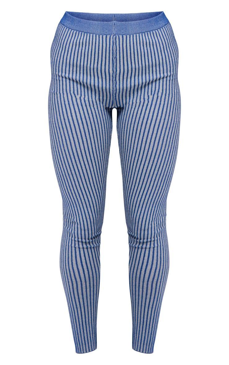  Navy Two Tone Knit High Waist Leggings Product Image