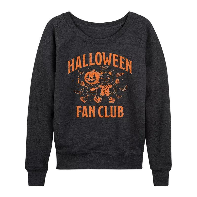 Womens Halloween Fan Club French Terry Long Sleeve Tee Grey Blue Product Image