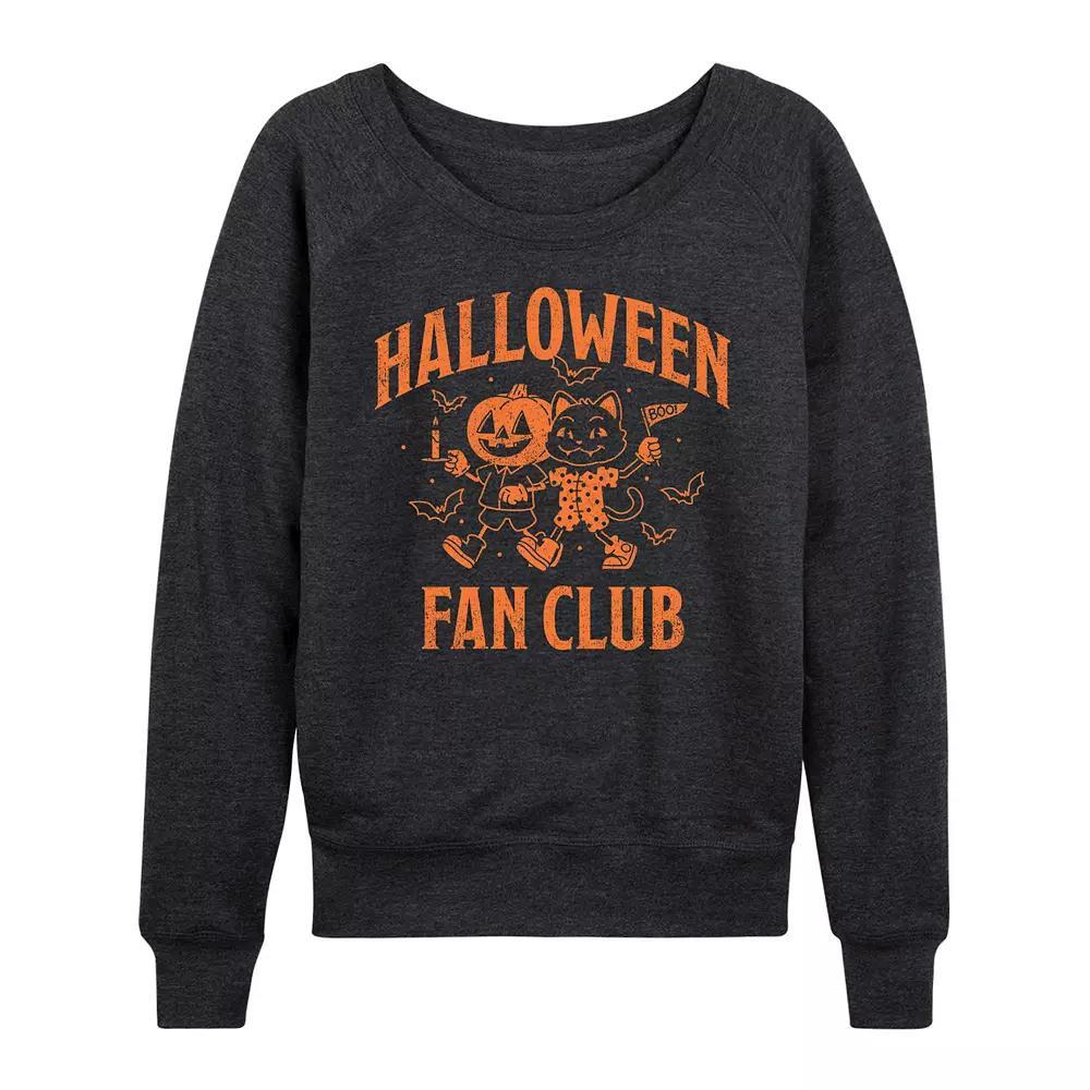 Womens Halloween Fan Club French Terry Long Sleeve Tee Grey Blue Product Image