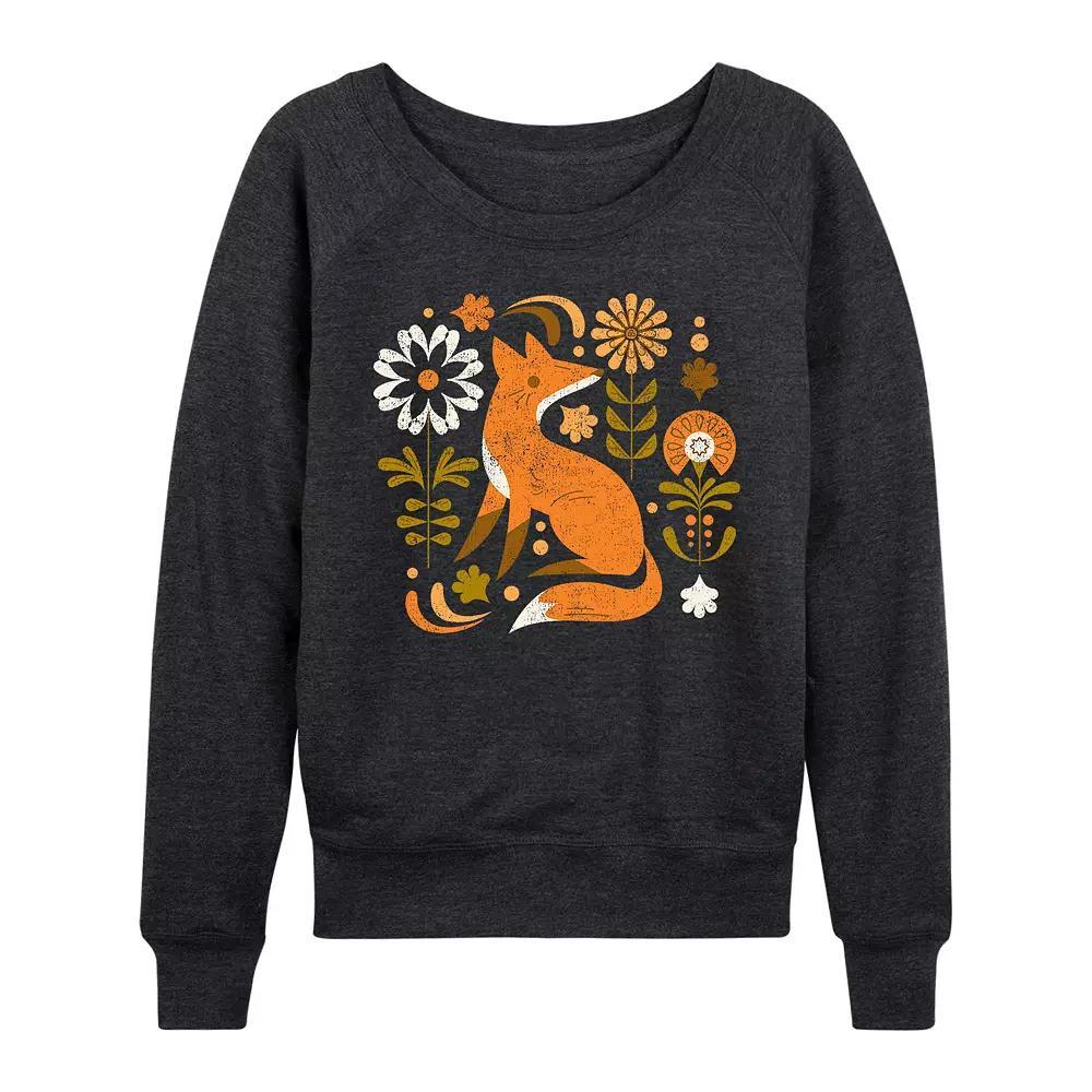 Women's Autumn Fox French Terry Long Sleeve Tee, Girl's, Size: Large, Heather Grey Product Image