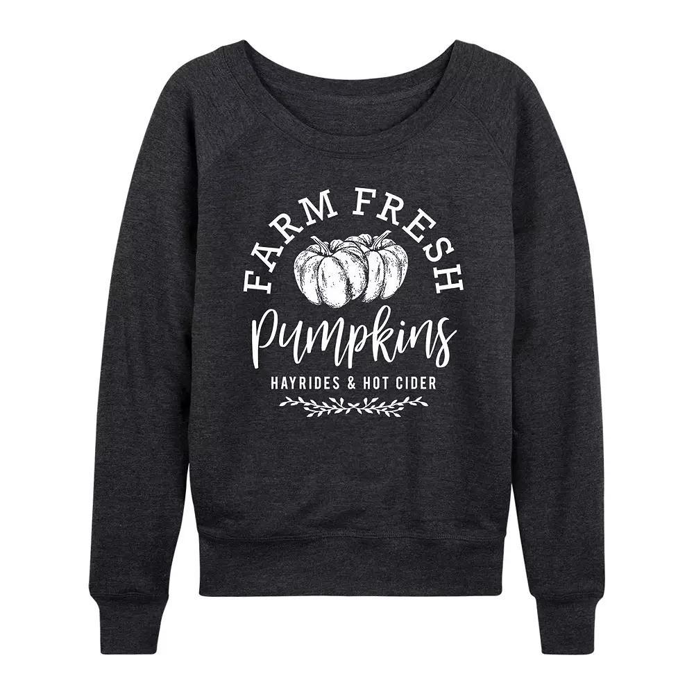Women's Farm Fresh Pumpkins French Terry Long Sleeve Tee, Girl's, Size: XXL, Heather Grey Product Image