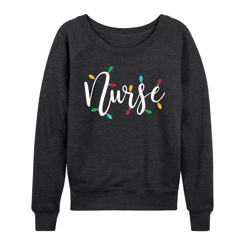 Womens Friends Couch Fountain Set French Terry Long Sleeve Tee Heather Grey Product Image