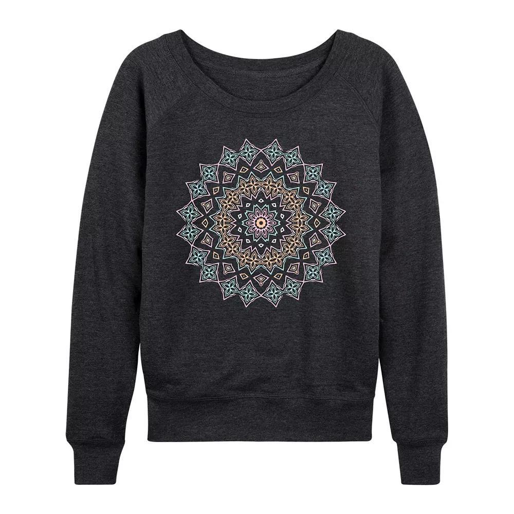 Womens Celestial Sun Moon Scene French Terry Long Sleeve Tee Heather Grey Product Image