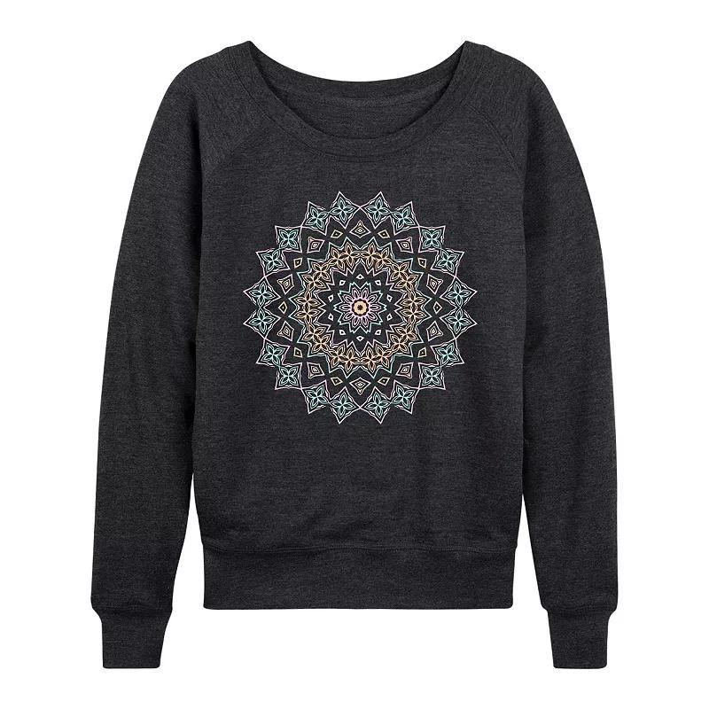 Womens Celestial Sun Moon Scene French Terry Long Sleeve Tee Heather Grey Product Image