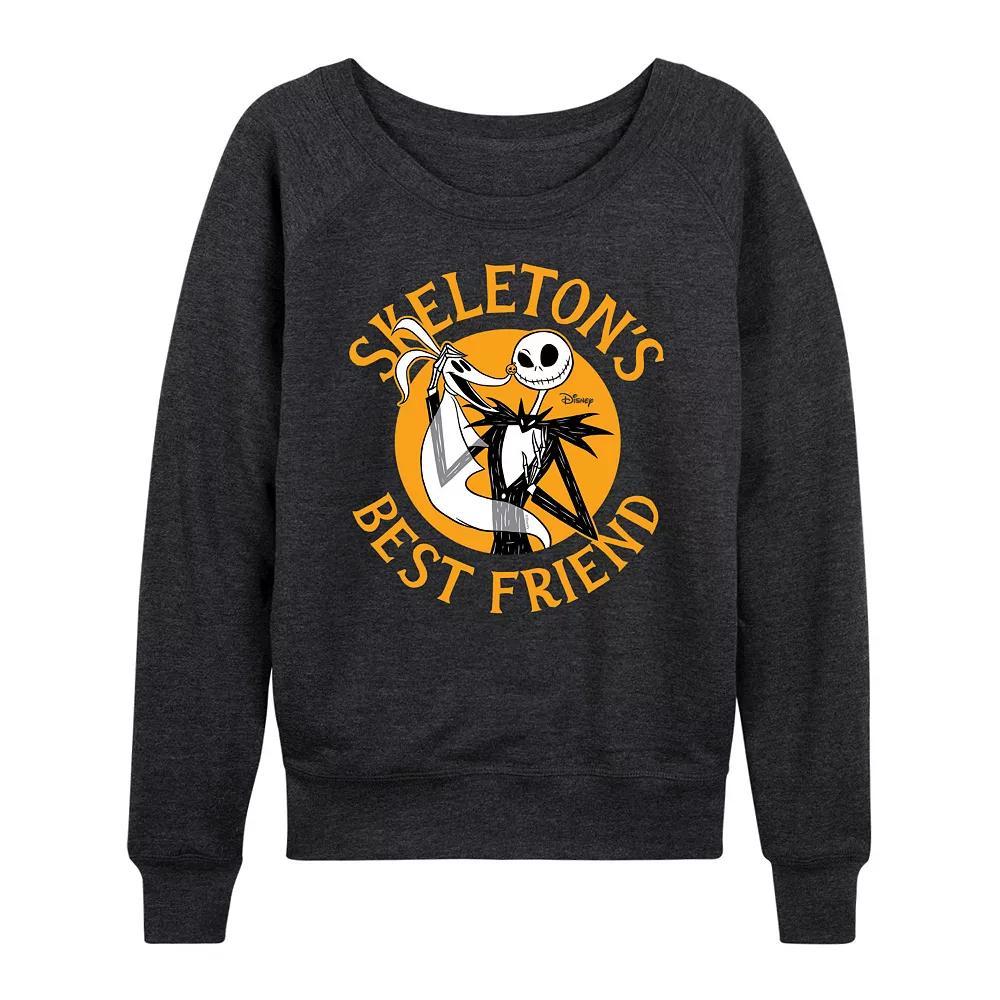 Disneys Nightmare Before Christmas Jack & Zero Womens Skeletons Best Friend French Terry Long Sleeve Tee Heather Grey Product Image