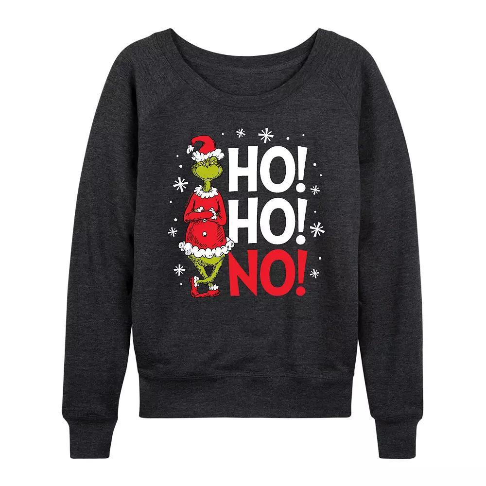 Women's Dr. Seuss The Grinch Ho Ho No French Terry Long Sleeve Tee, Girl's, Size: XXL, Heather Grey Product Image
