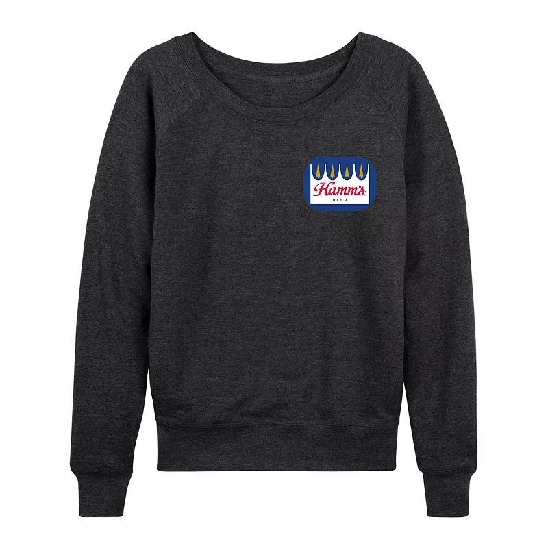 Womens Hamms Rounded Logo Hit French Terry Long Sleeve Tee Heather Grey Product Image