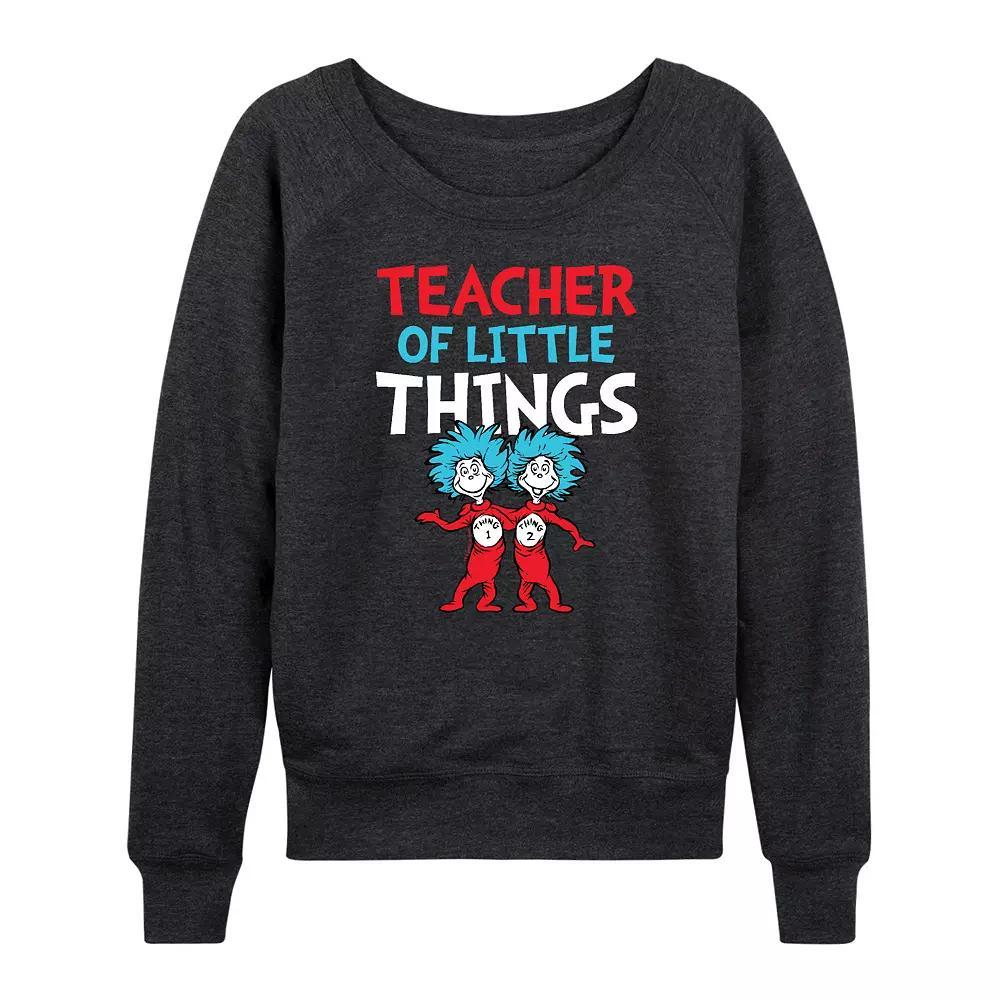 Womens Dr. Seuss Teacher Of Little Things French Terry Long Sleeve Tee Heather Grey Product Image