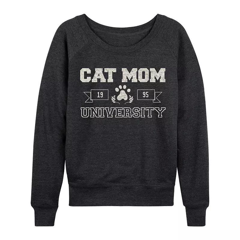 Women's Cat Mom University French Terry Long Sleeve Tee, Girl's, Size: XL, Heather Grey Product Image