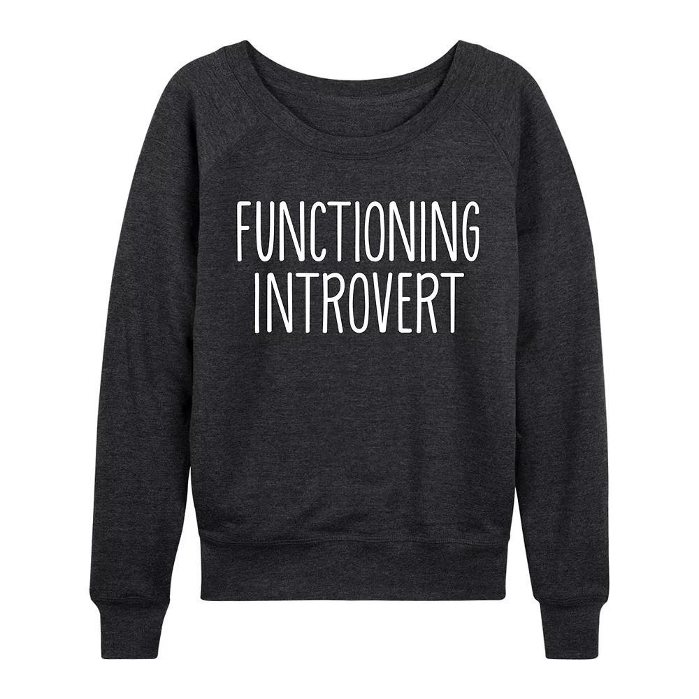 Plus Size Functioning Introvert French Terry Long Sleeve Tee, Womens Grey Maroon Product Image