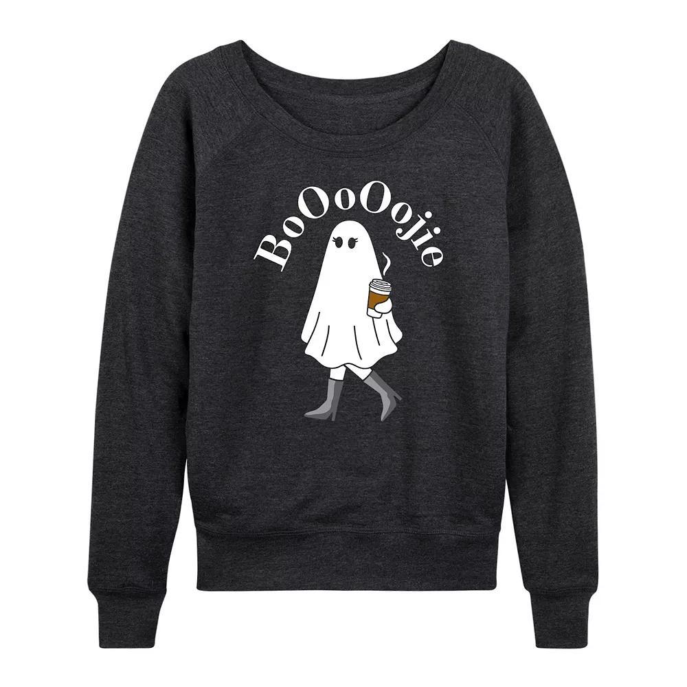 Women's Boojie Ghost Halloween French Terry Long Sleeve Tee, Size: Medium, Grey Blue Product Image