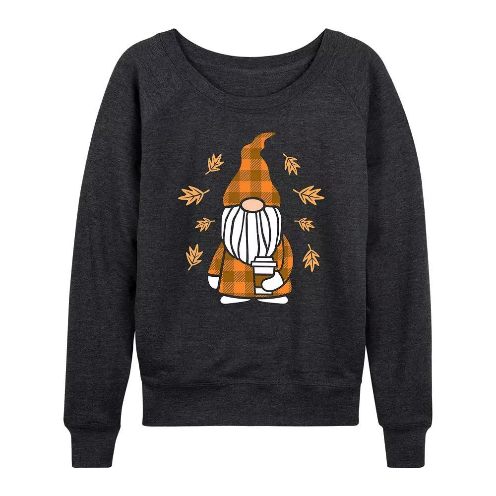 Women's Fall Gnome French Terry Long Sleeve Tee, Girl's, Size: XL, Heather Grey Product Image