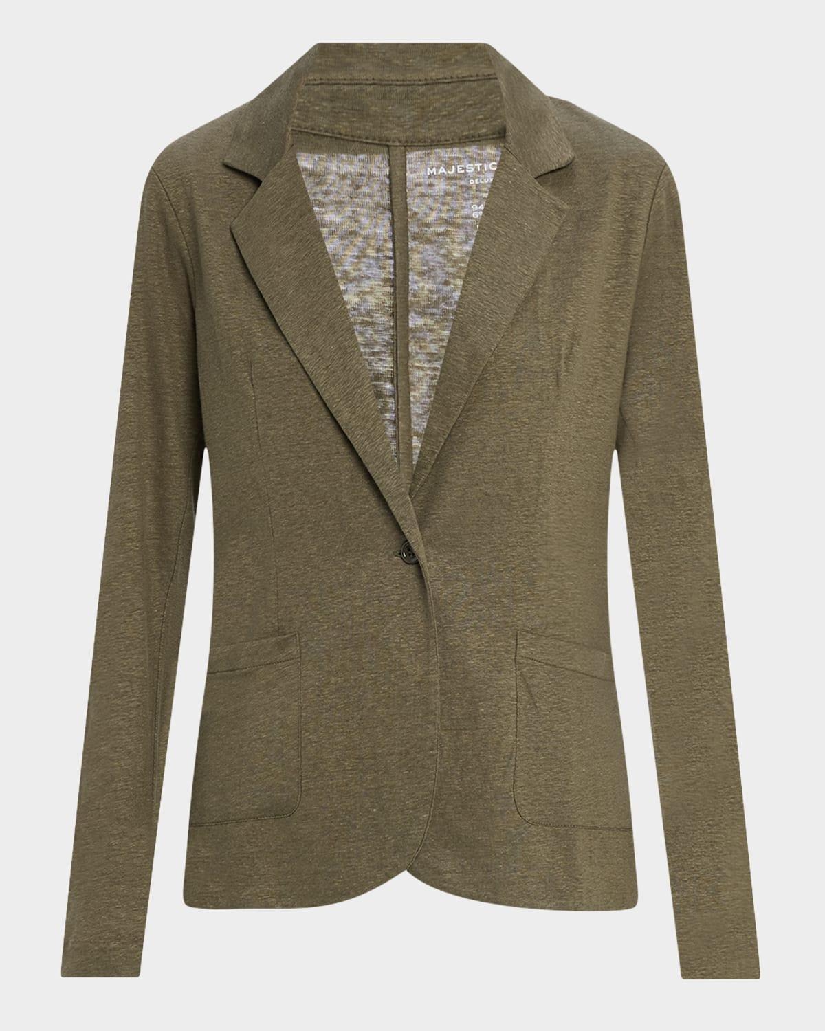 Stretch Linen One-Button Blazer Product Image