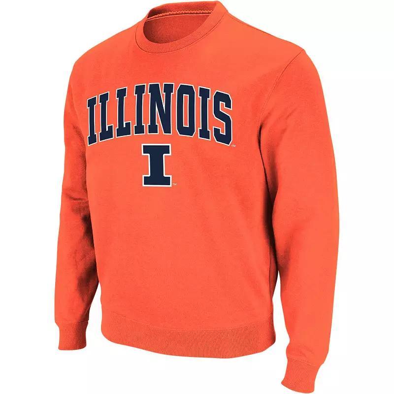 Men's Colosseum Orange Illinois Fighting Illini Arch & Logo Crew Neck Sweatshirt, Size: Small Product Image