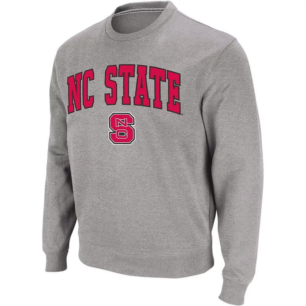 Men's Colosseum Heather Gray NC State Wolfpack Arch & Logo Crew Neck Sweatshirt, Size: Medium, Nst Grey Product Image