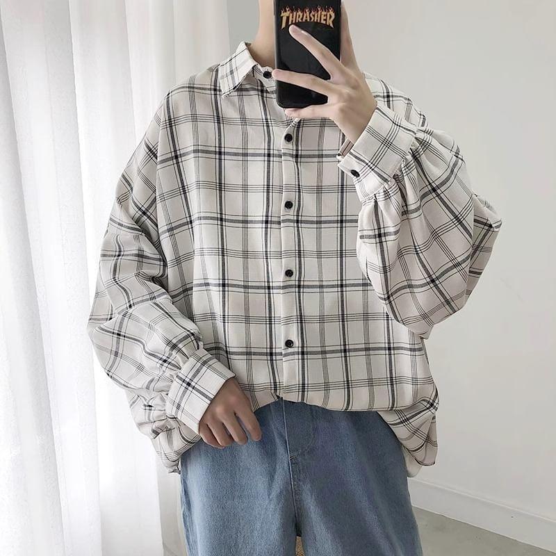 Long-Sleeve Plaid Shirt Product Image