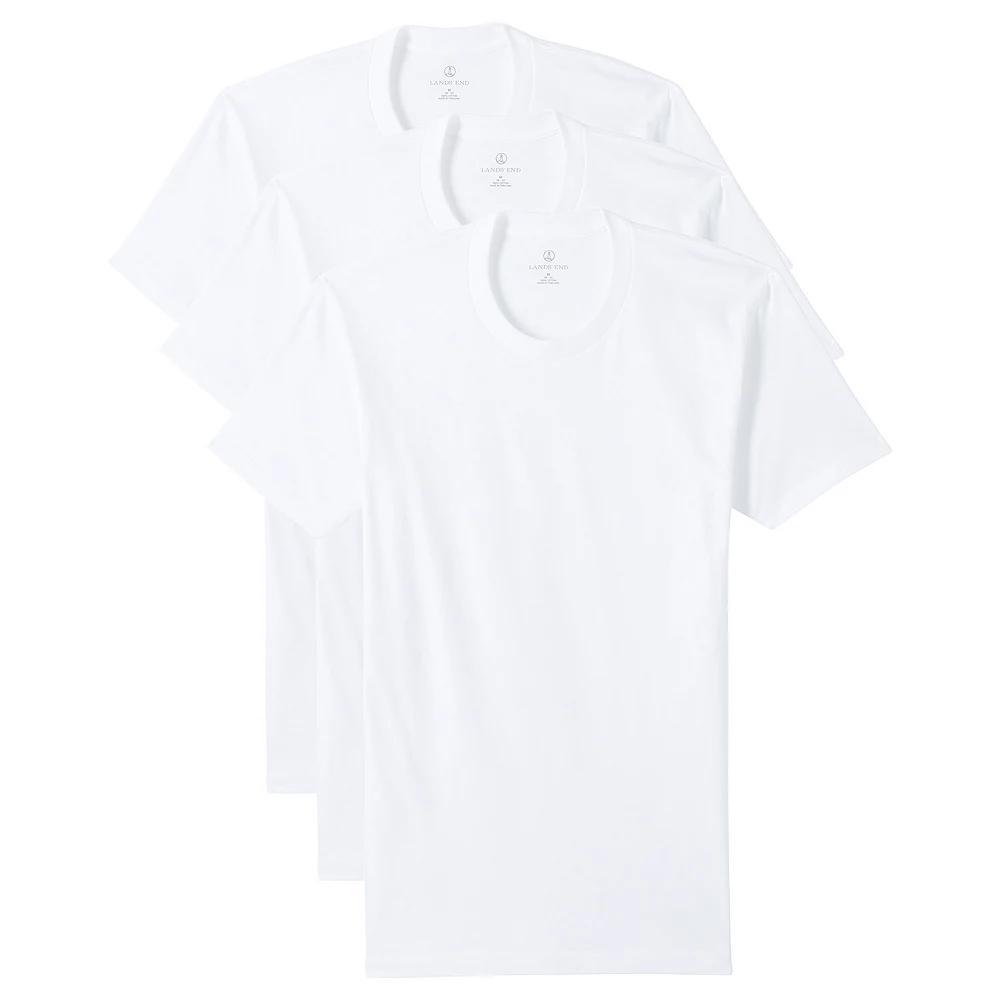Men's Lands' End Crewneck 3-Pack Undershirt, Size: Large, White Product Image