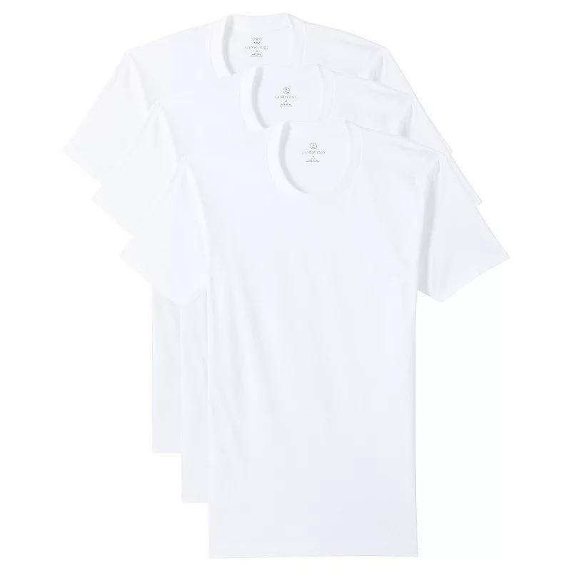 Men's Lands' End Crewneck 3-Pack Undershirt, Size: Large, White Product Image