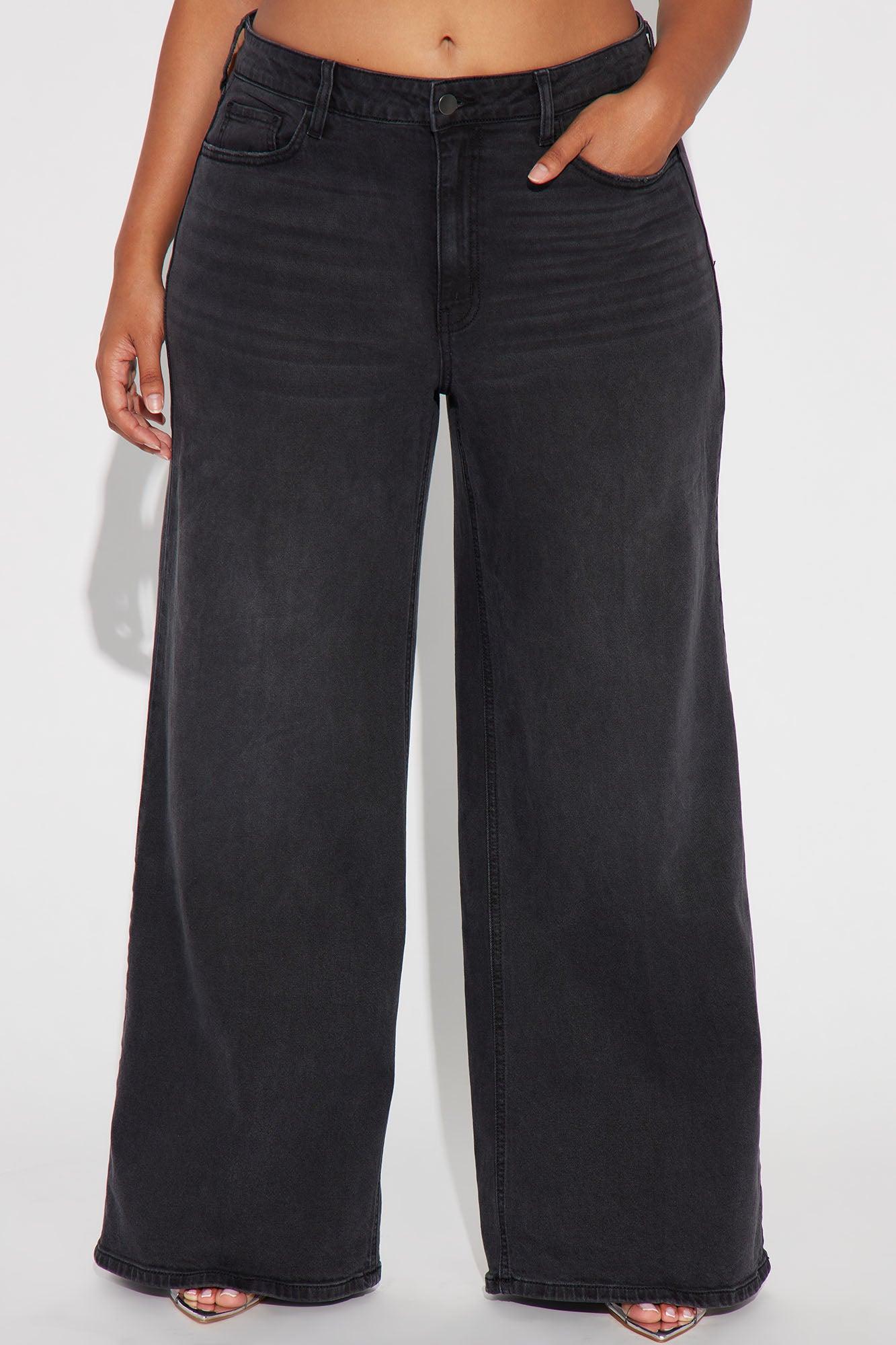 Time Well Spent Stretch Wide Leg Jeans - Black Wash Product Image