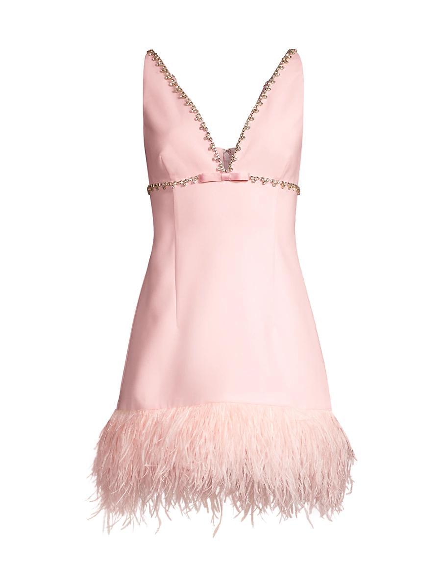 Womens Nora Crystal & Feather-Embellished Minidress Product Image
