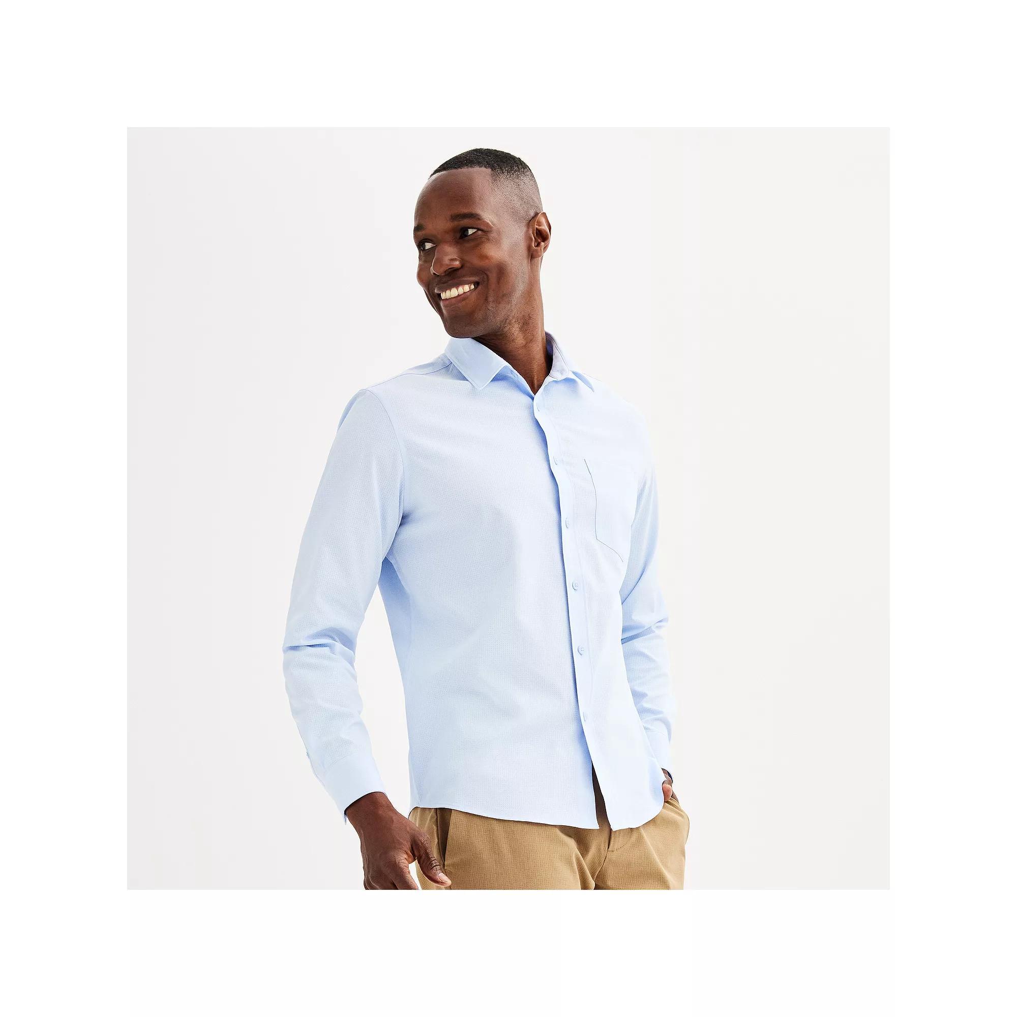 Men's FLX Performance Untucked-Fit Long Sleeve Button Down Shirt, Size: Small, Mineral Black Product Image
