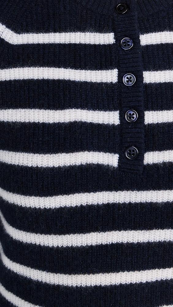 White + Warren Cashmere Ribbed Button Henley | Shopbop Product Image