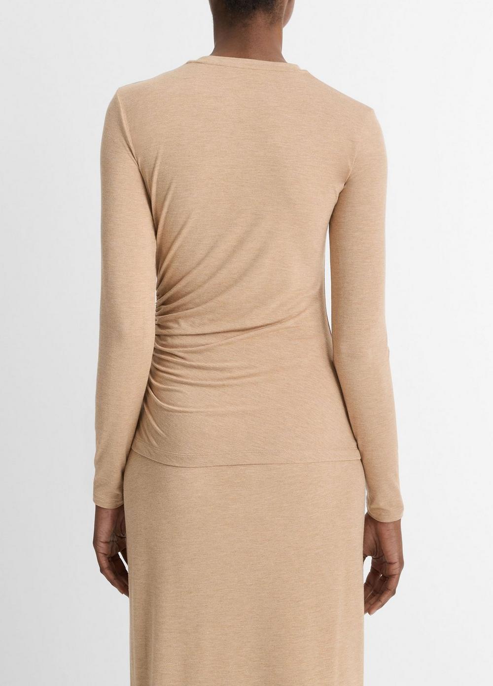 Womens Draped Long-Sleeve Crew Neck Top, Black, Size S Vince Product Image