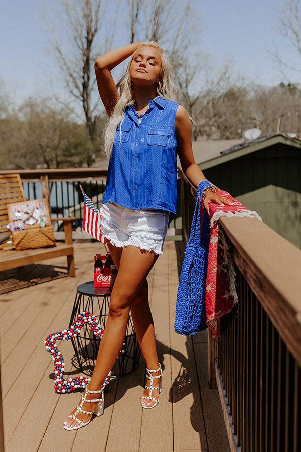 Countdown To The Weekend Shift Top In Royal Blue Product Image