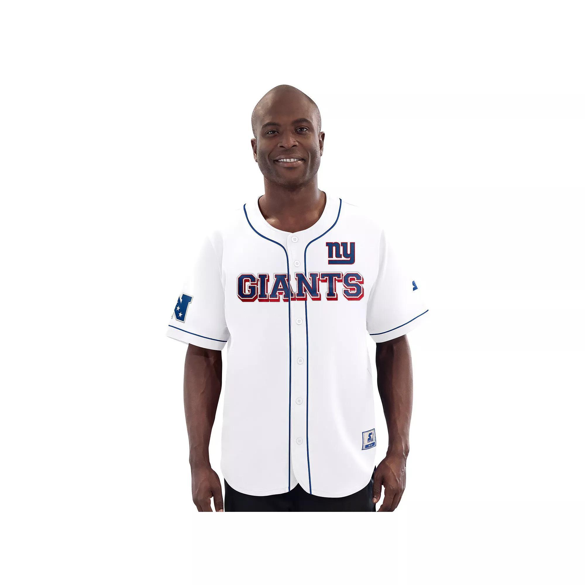 Men's Starter  White New York Giants Relay Full-Button Baseball Jersey, Size: XL Product Image