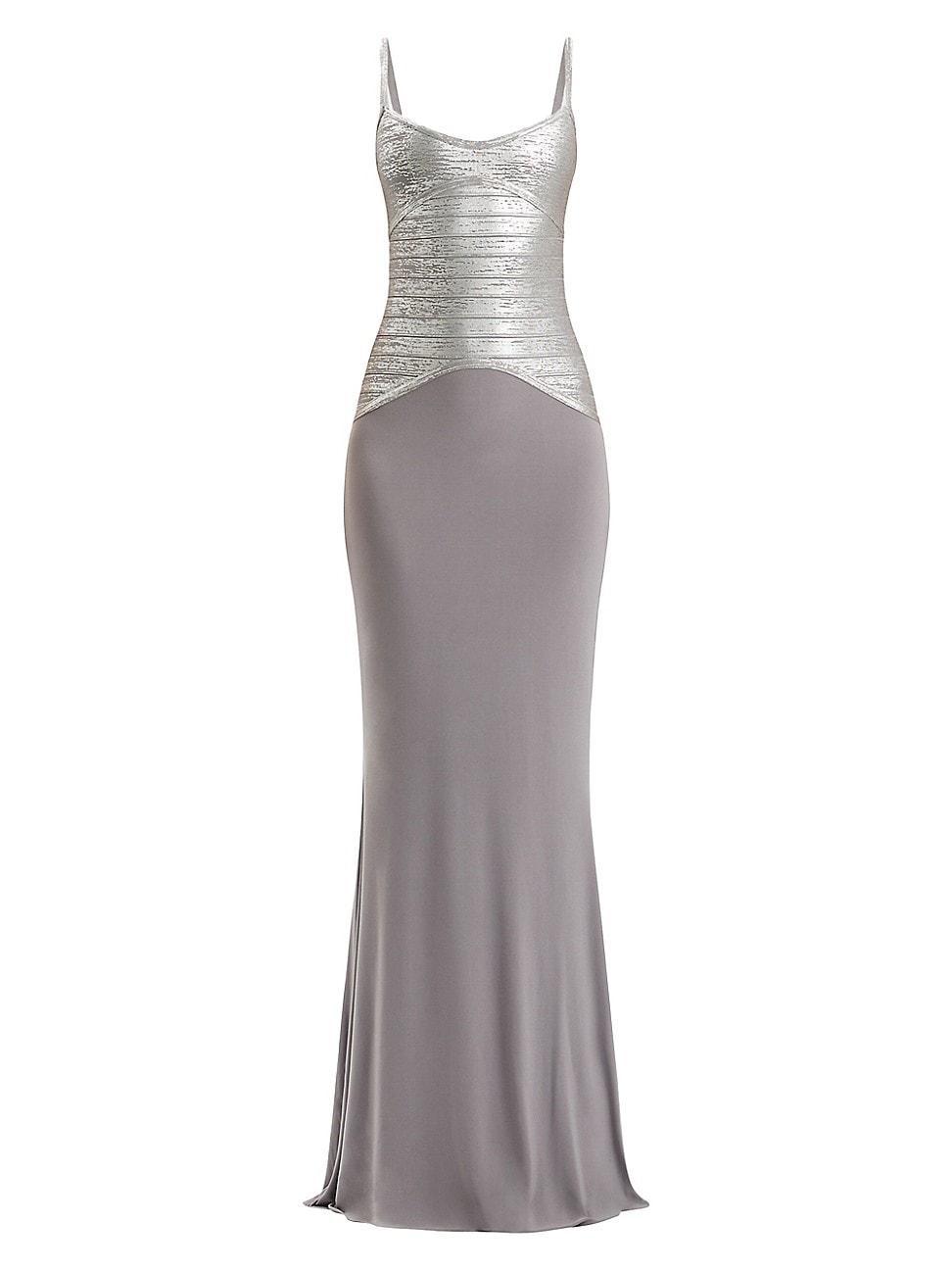 Womens Violet Metallic Bandage Gown Product Image