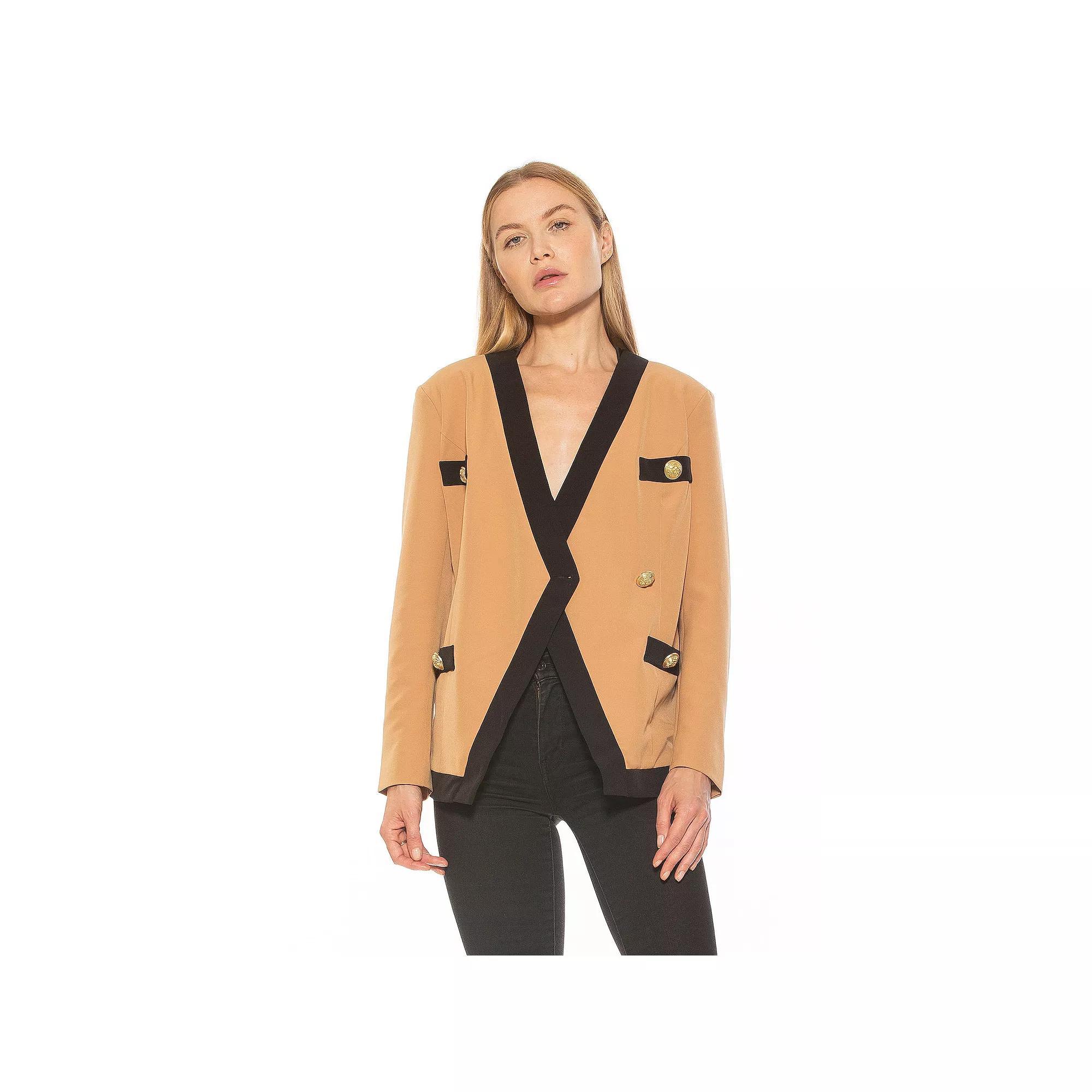 Women's ALEXIA ADMOR Emele Oversized Contrast Blazer, Size: Large, Camel Black Product Image