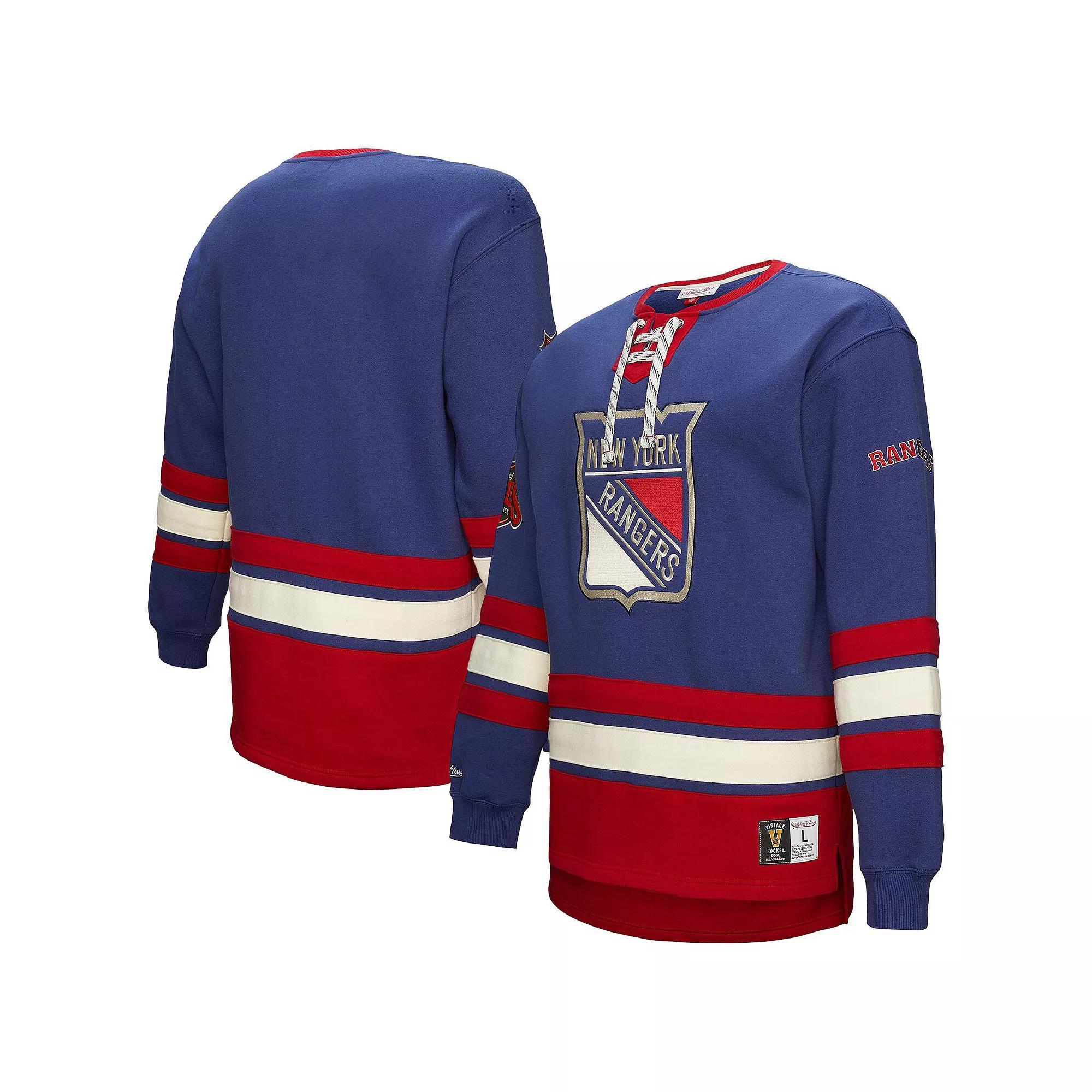 Men's Royal New York Rangers Heritage Lace-Up Pullover Sweatshirt, Size: 3XL, Ran Blue Product Image