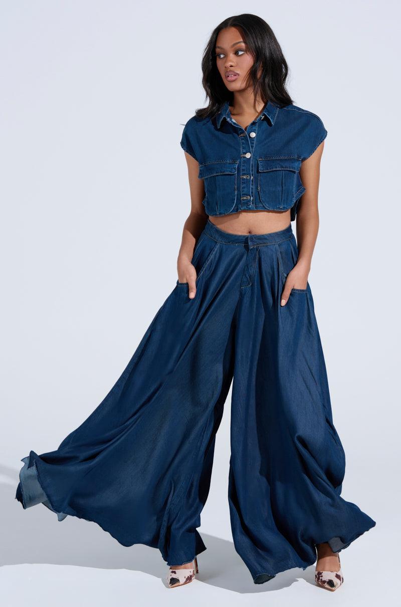 CARRIE BUTTON DOWN DENIM VEST TOP Product Image