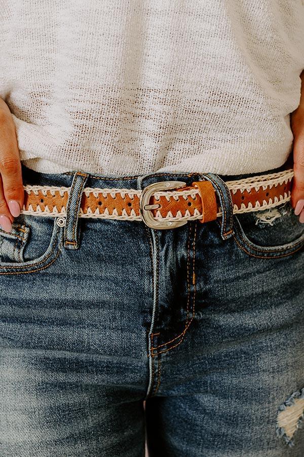 Mostly Amused Faux Leather Belt in Camel Product Image