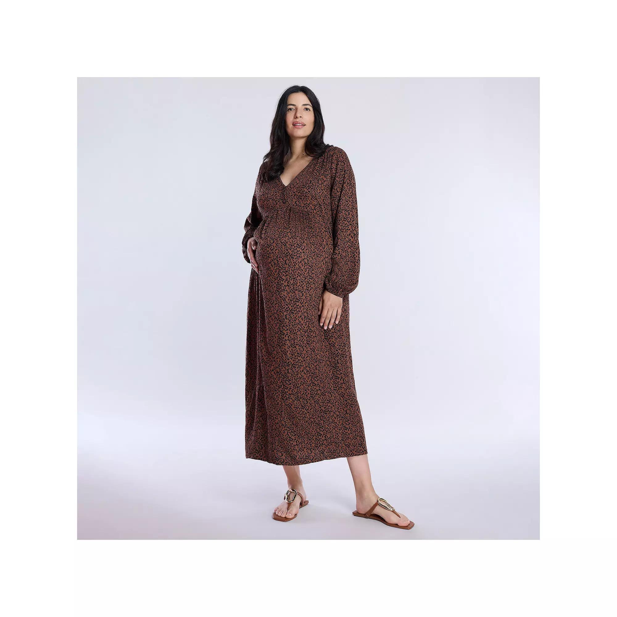 Maternity Motherhood® Button Front Midi Dress, Women's, Size: XL-Mat, Brick Floral Product Image